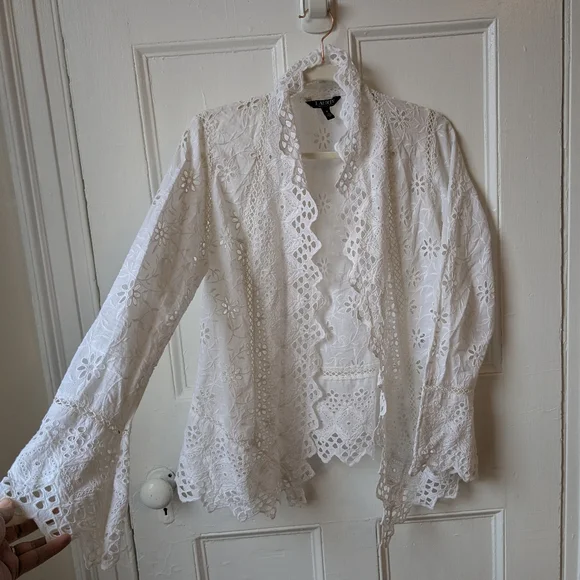 Ralph Lauren Broderie Anglaise Eyelet Jacket - Size M - Picture 3 of 10